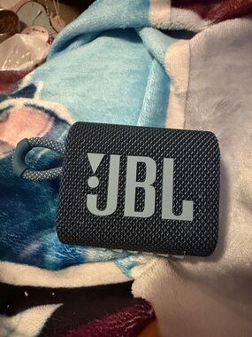 JBL Portable Bluetooth Speaker in Dark Blue with Light Blue Logo